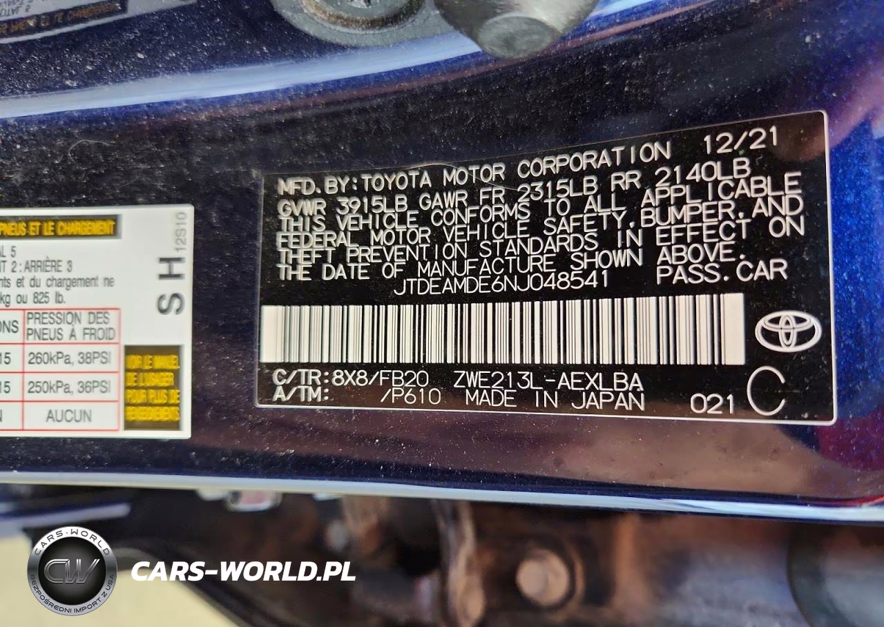 2022 Toyota Corolla Le VIN:JTDEAMDE6NJ048541 - 12