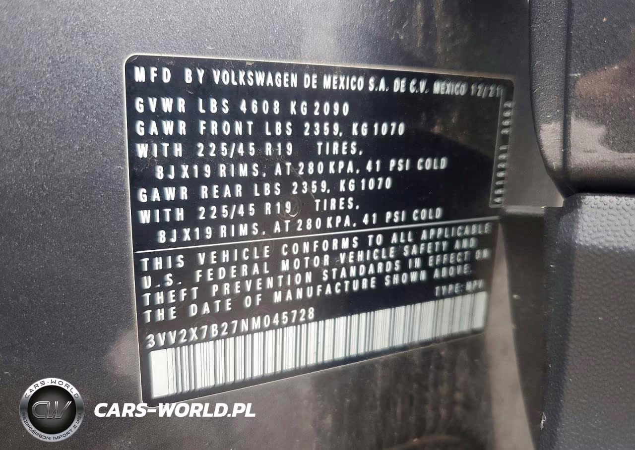 2022 Volkswagen Taos Sel VIN:3VV2X7B27NM045728 - 14