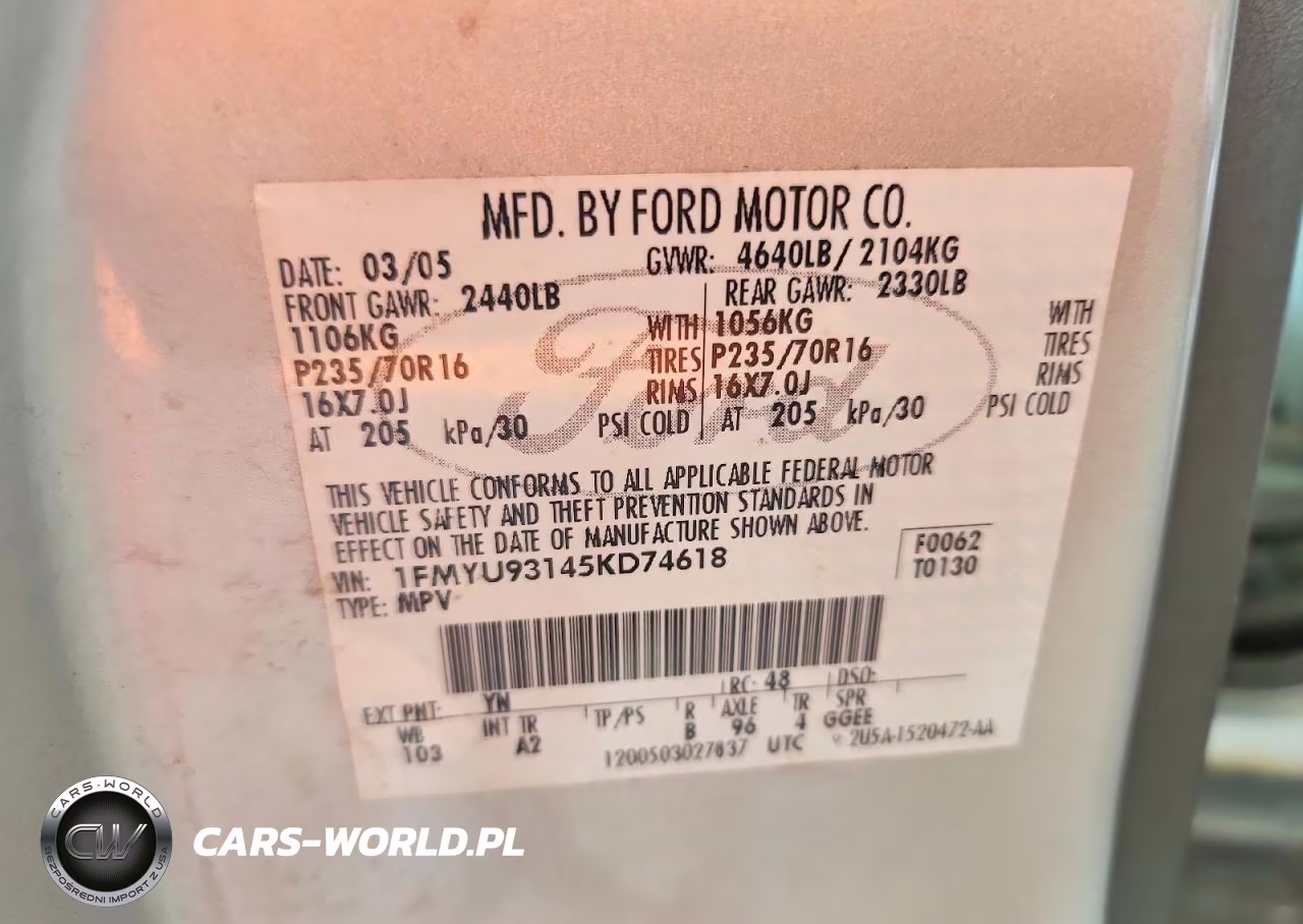 2005 Ford Escape Xlt VIN:1FMYU93145KD74618 - 12