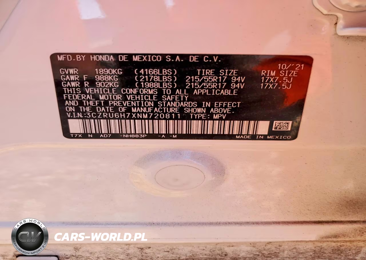 2022 Honda Hr-V Exl VIN:3CZRU6H7XNM720811 - 13