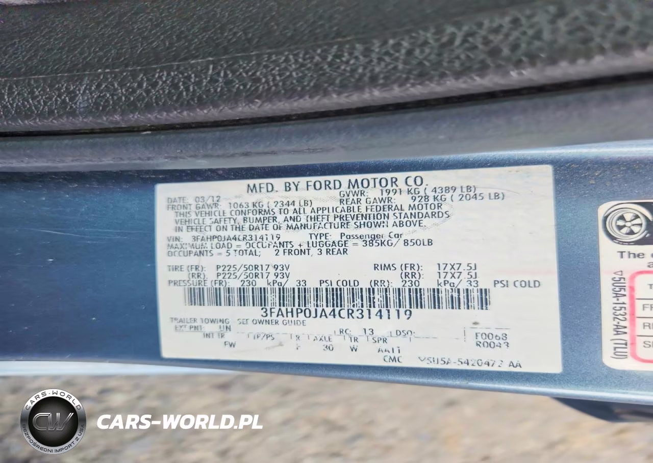 2012 Ford Fusion Sel VIN:3FAHP0JA4CR314119 - 12