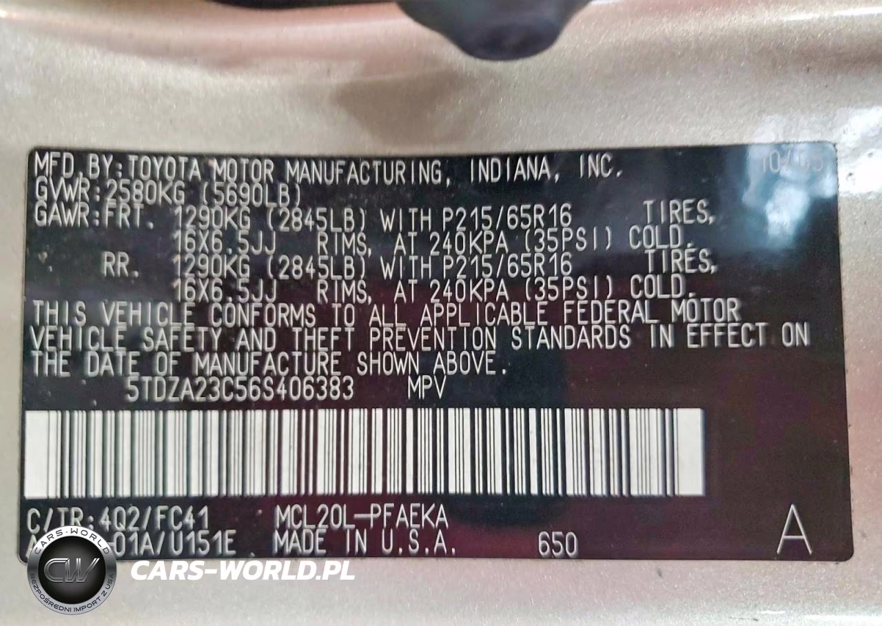2006 Toyota Sienna Le 7 Passenger VIN:5TDZA23C56S406383 - 14