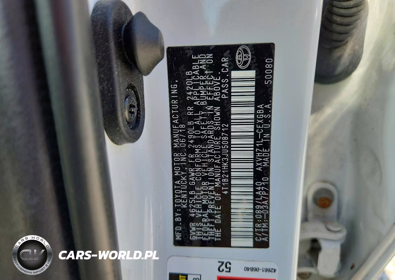 2018 Toyota Camry Hybrid Xle VIN:4T1B21HK3JU508712 - 12