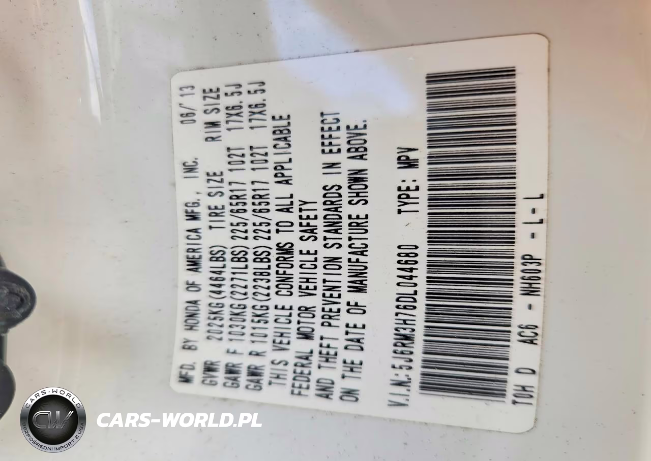 2013 Honda Cr-V Exl VIN:5J6RM3H76DL044680 - 13