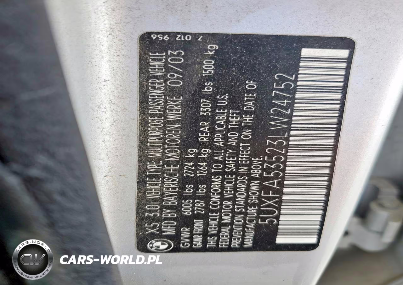 2003 BMW X5 3.0I VIN:5UXFA53523LW24752 - 14