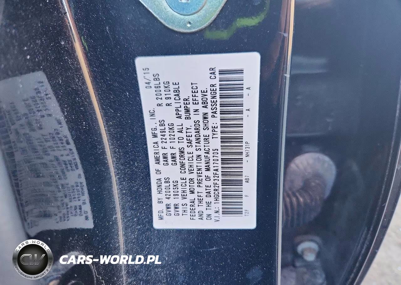2015 Honda Accord Lx VIN:1HGCR2F32FA170705 - 12