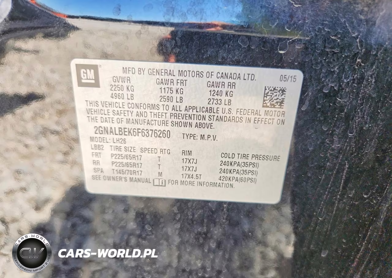 2015 Chevrolet Equinox Lt VIN:2GNALBEK6F6376260 - 14