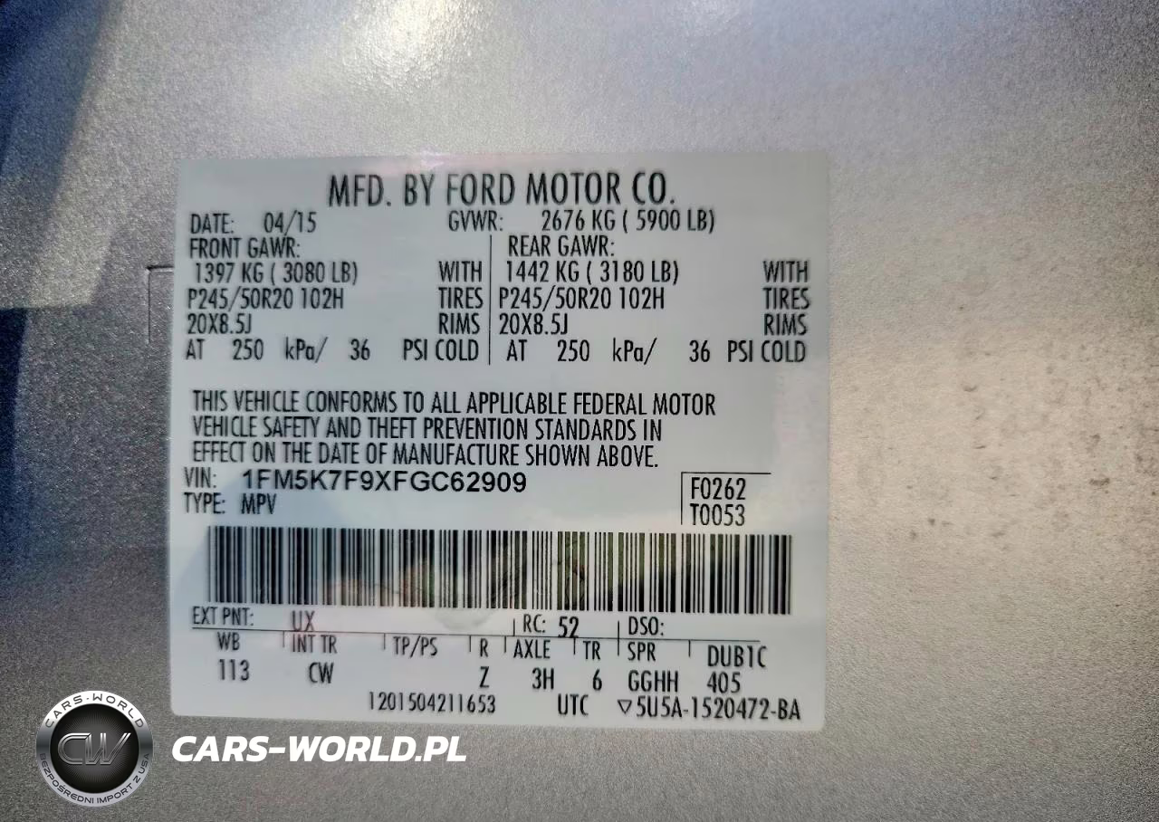 2015 Ford Explorer Limited VIN:1FM5K7F9XFGC62909 - 13