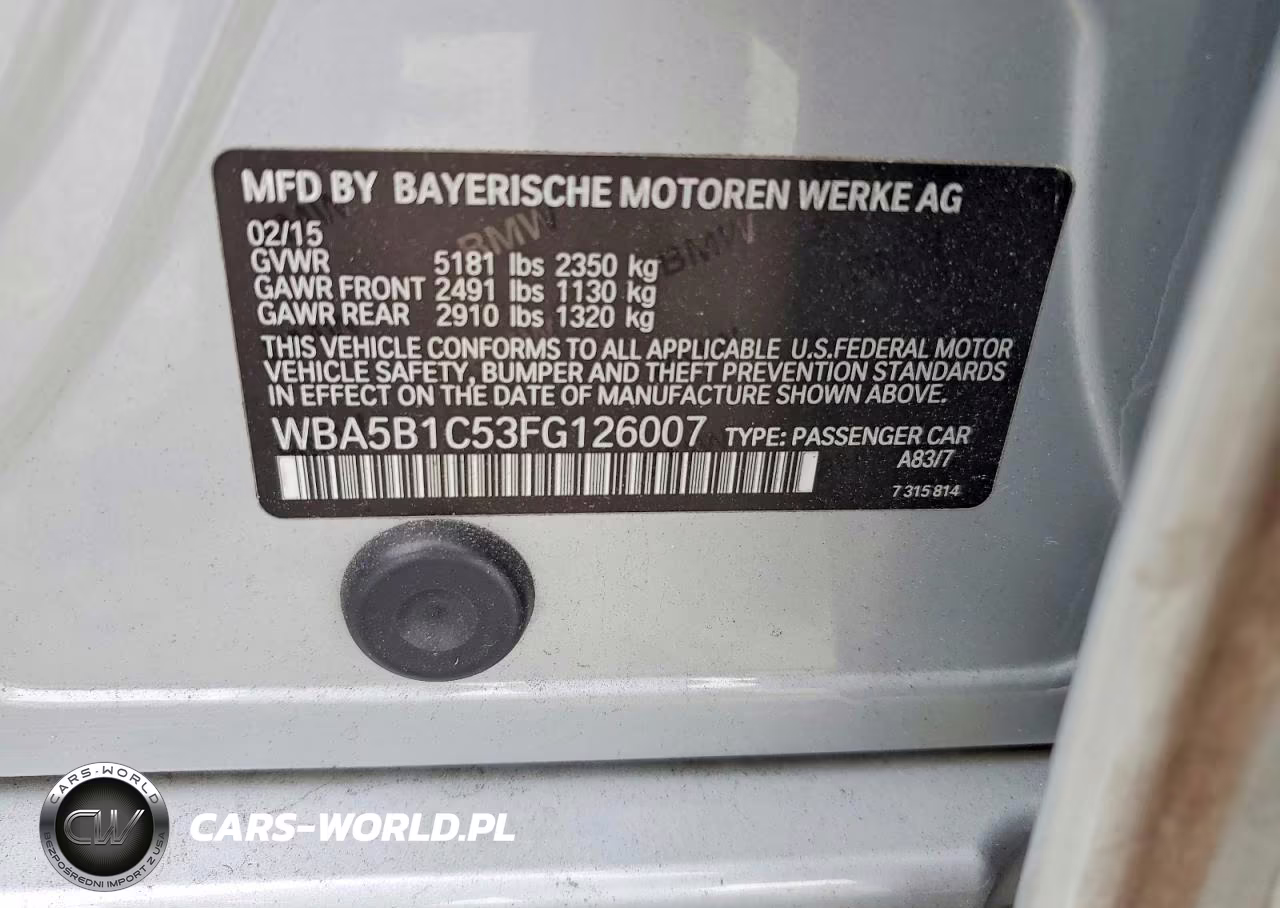 2015 BMW 535 I VIN:WBA5B1C53FG126007 - 12