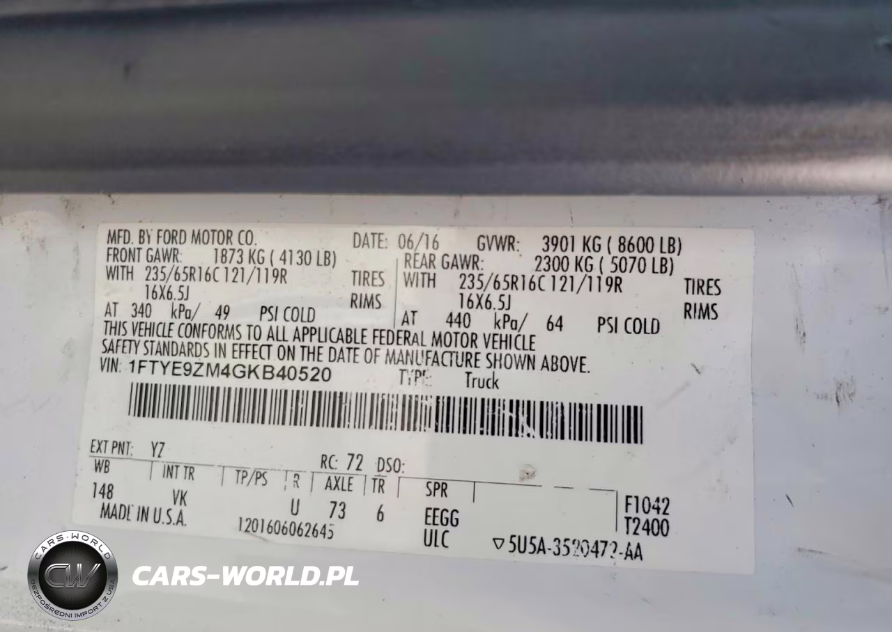 2016 Ford Transit VIN:1FTYE9ZM4GKB40520 - 13