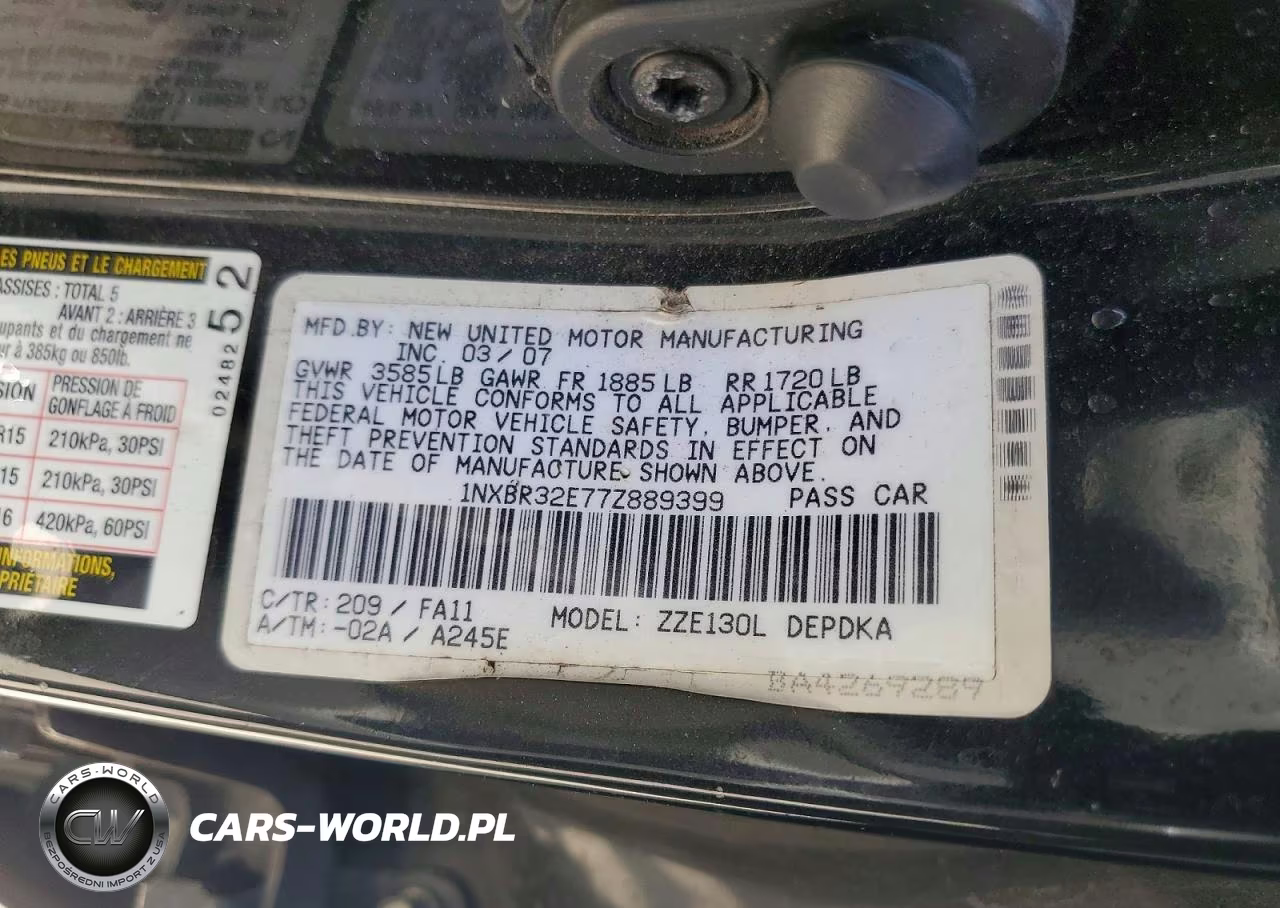 2007 Toyota Corolla Ce VIN:1NXBR32E77Z889399 - 12