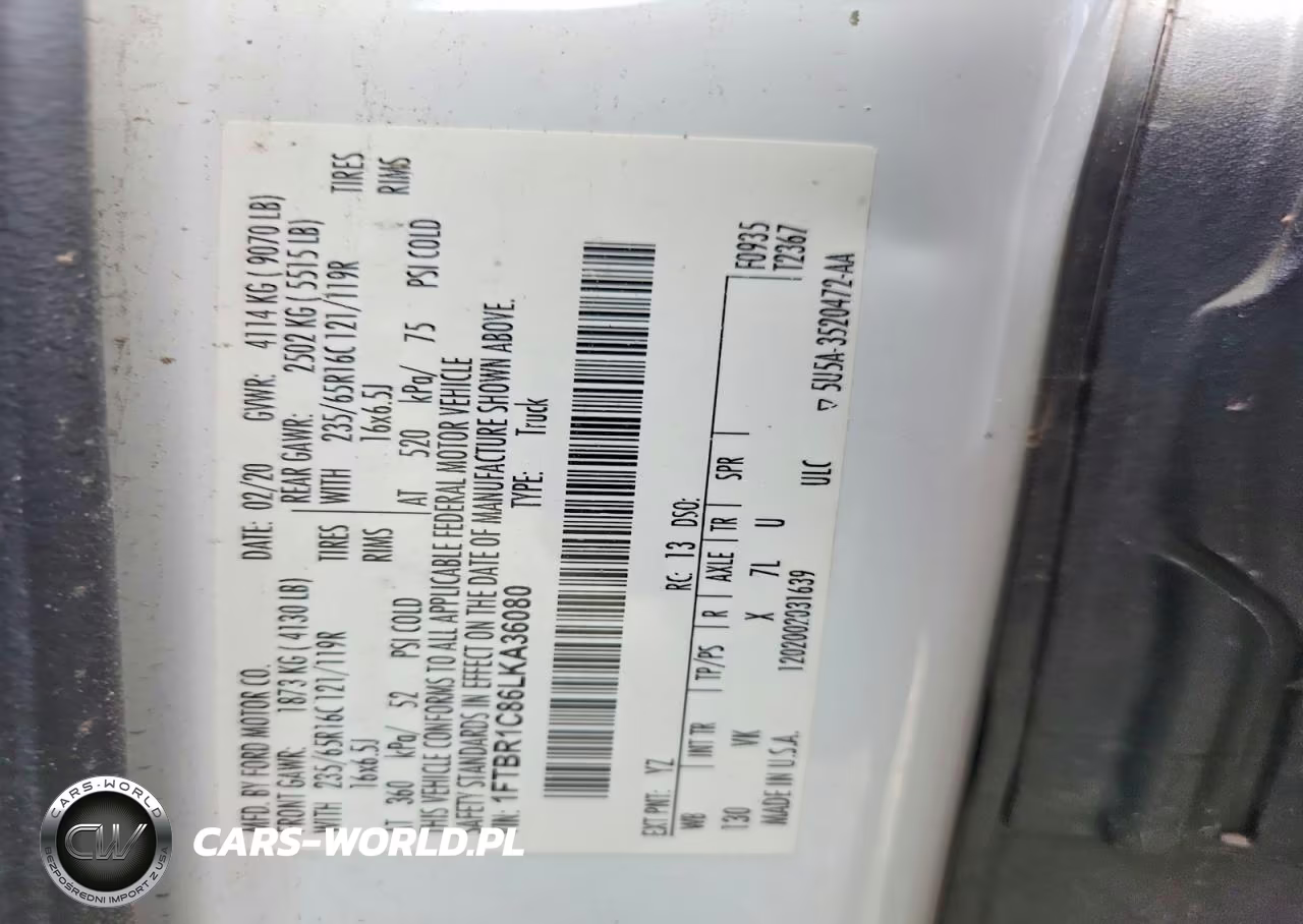 2020 Ford Transit T-250 VIN:1FTBR1C86LKA36080 - 13