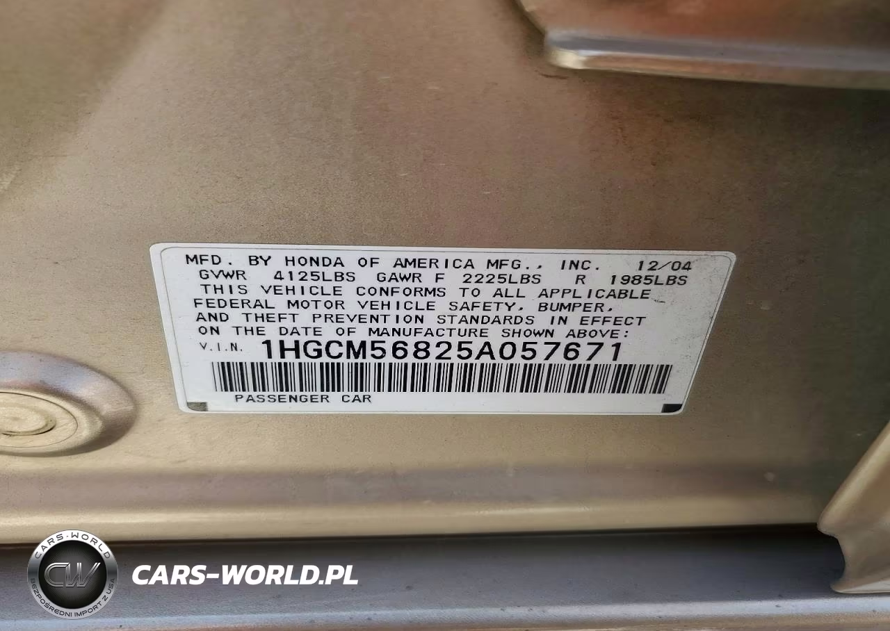 2005 Honda Accord Ex VIN:1HGCM56825A057671 - 12