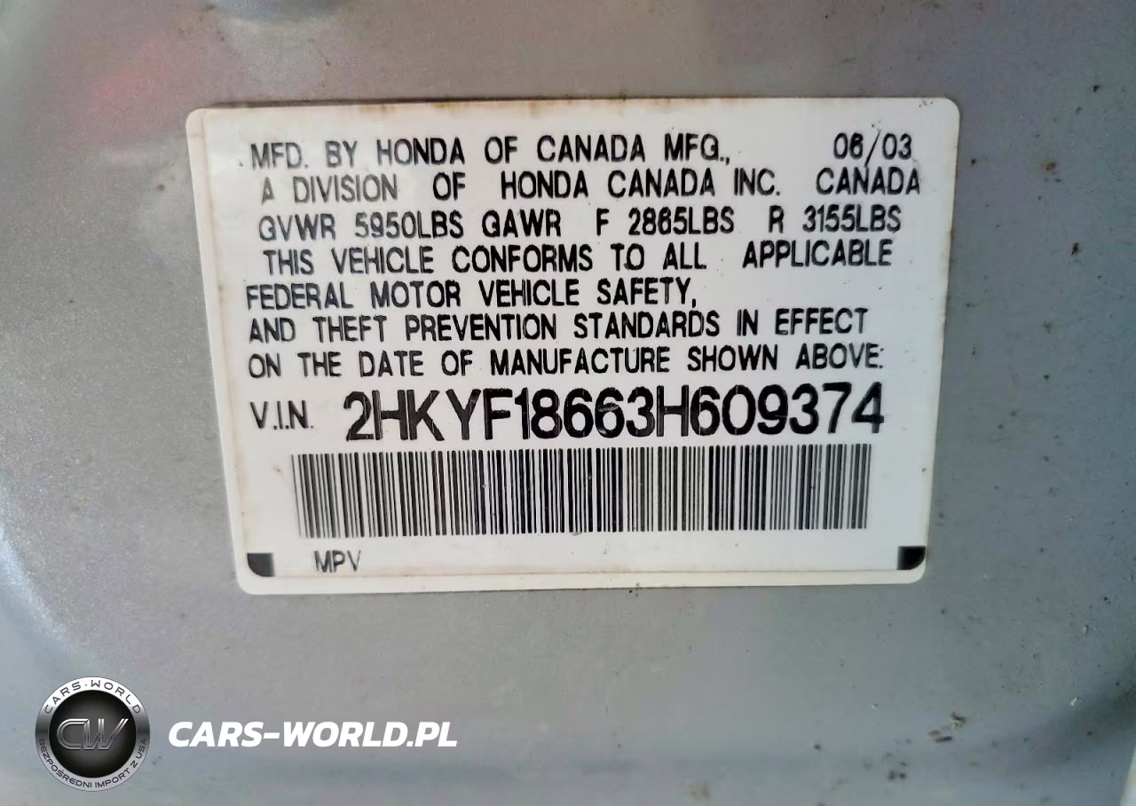 2003 Honda Pilot Exl VIN:2HKYF18663H609374 - 13
