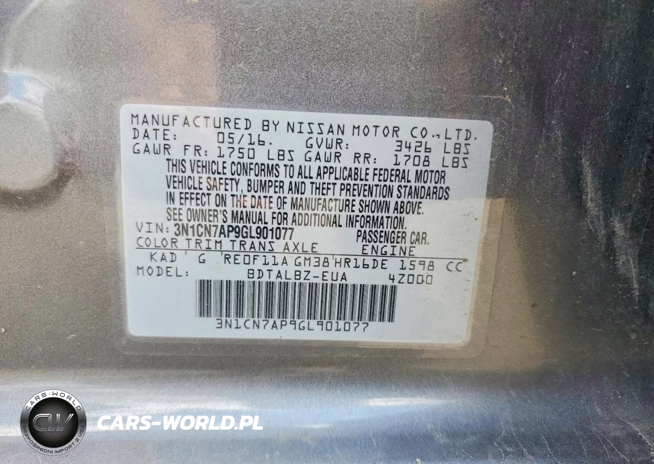 2016 Nissan Versa 1.6 Sv VIN:3N1CN7AP9GL901077 - 12