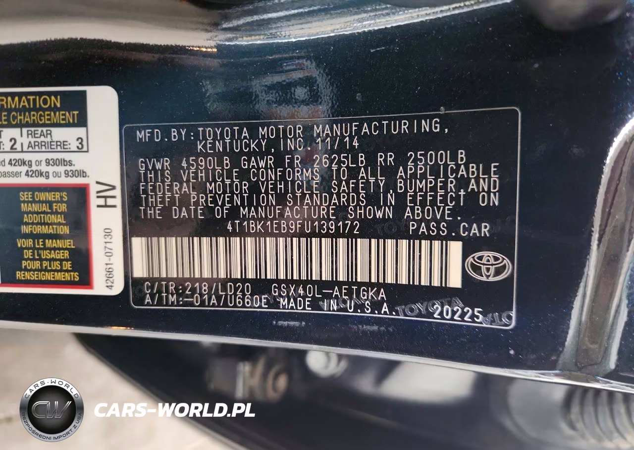 2015 Toyota Avalon Xle VIN:4T1BK1EB9FU139172 - 12