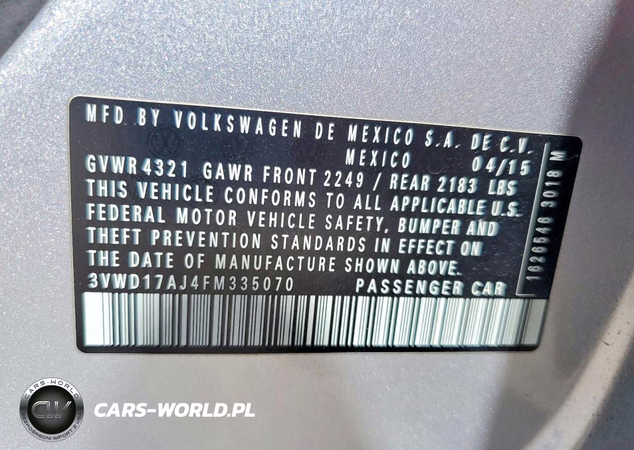 2015 Volkswagen Jetta Se VIN:3VWD17AJ4FM335070 - 12