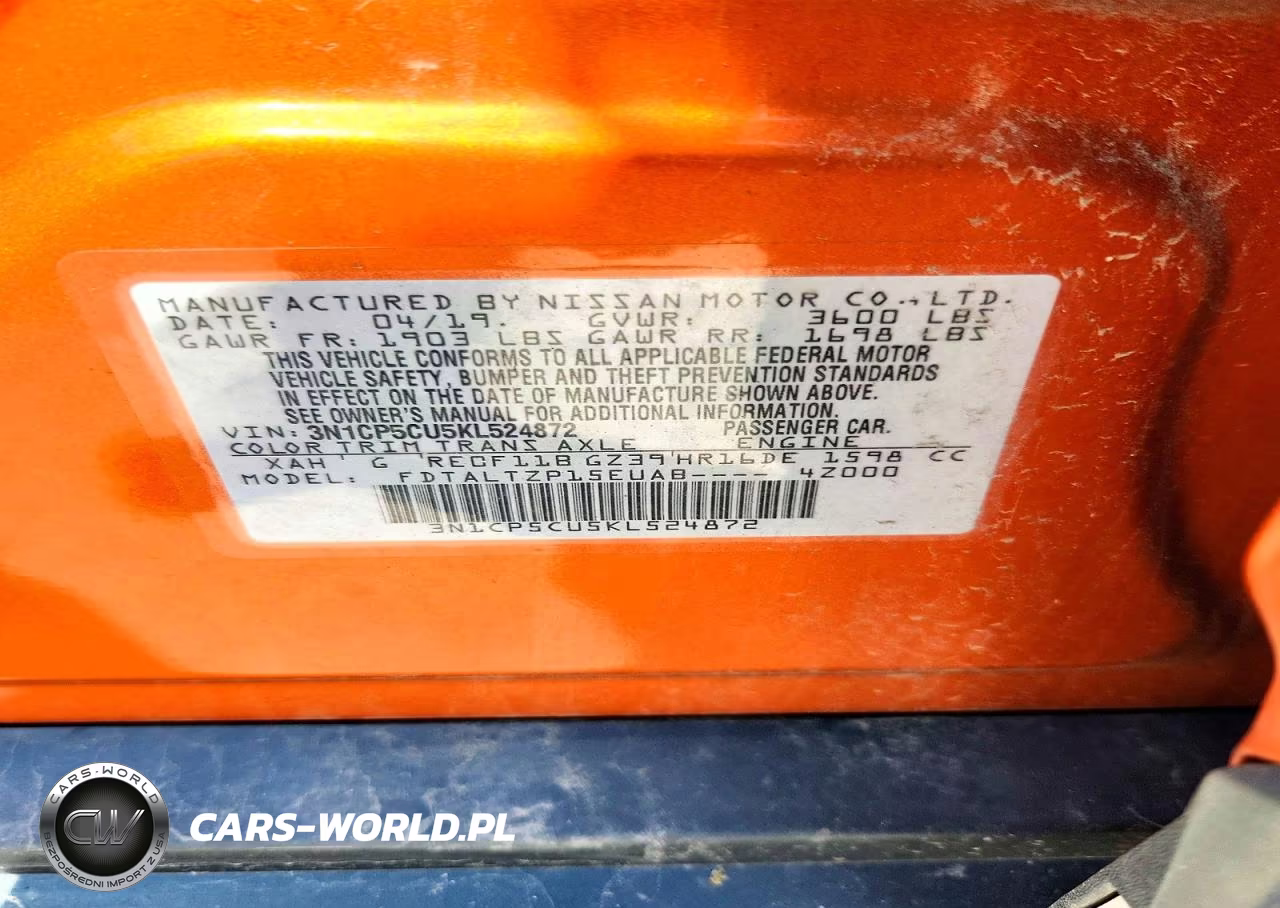 2019 Nissan Kicks Sr VIN:3N1CP5CU5KL524872 - 14