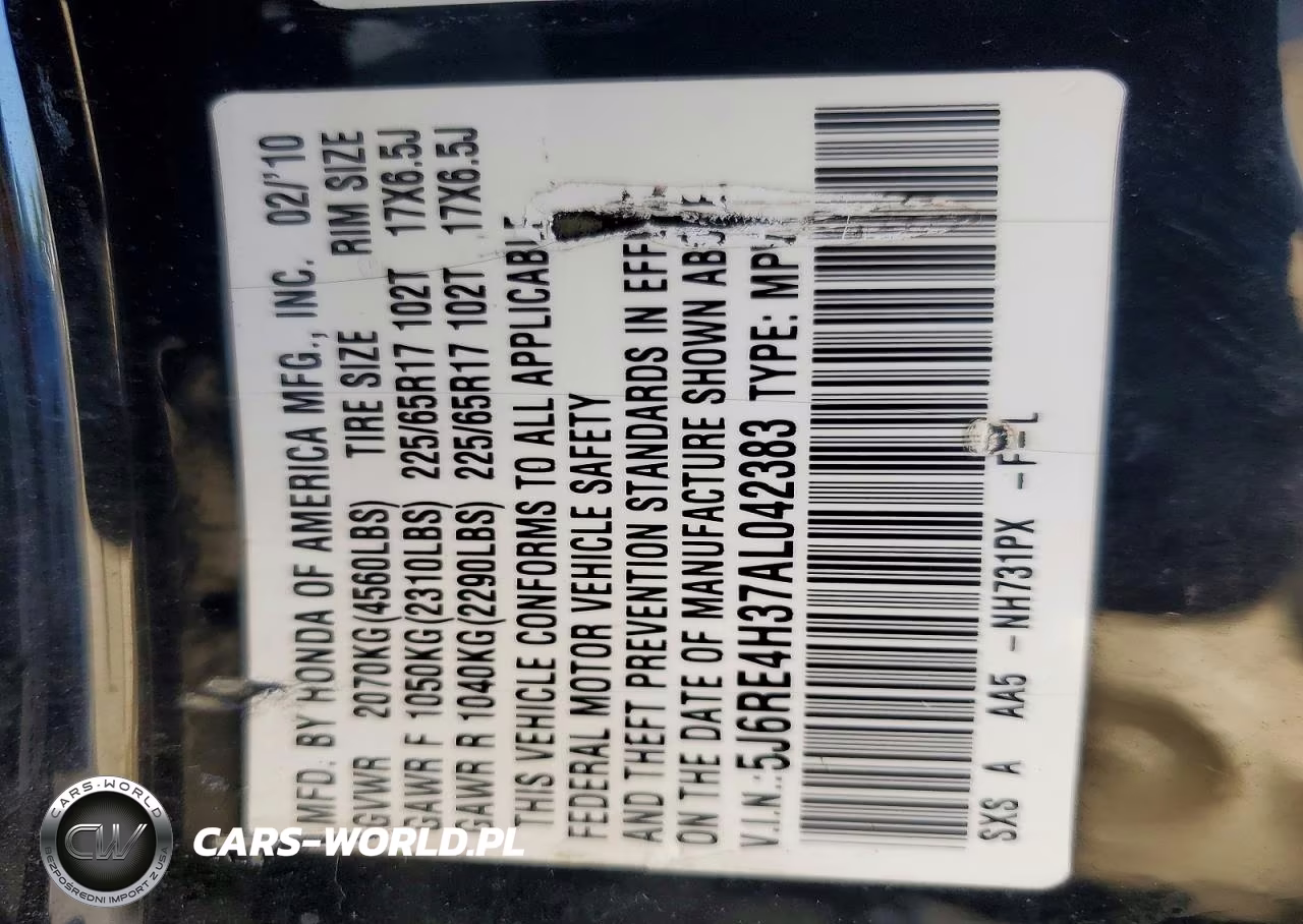 2010 Honda Cr-V Lx VIN:5J6RE4H37AL042383 - 13