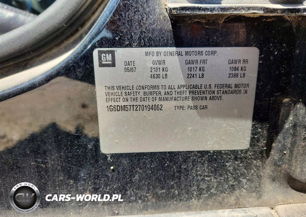 2007 Cadillac Cts VIN:1G6DM57T270194062 - 12