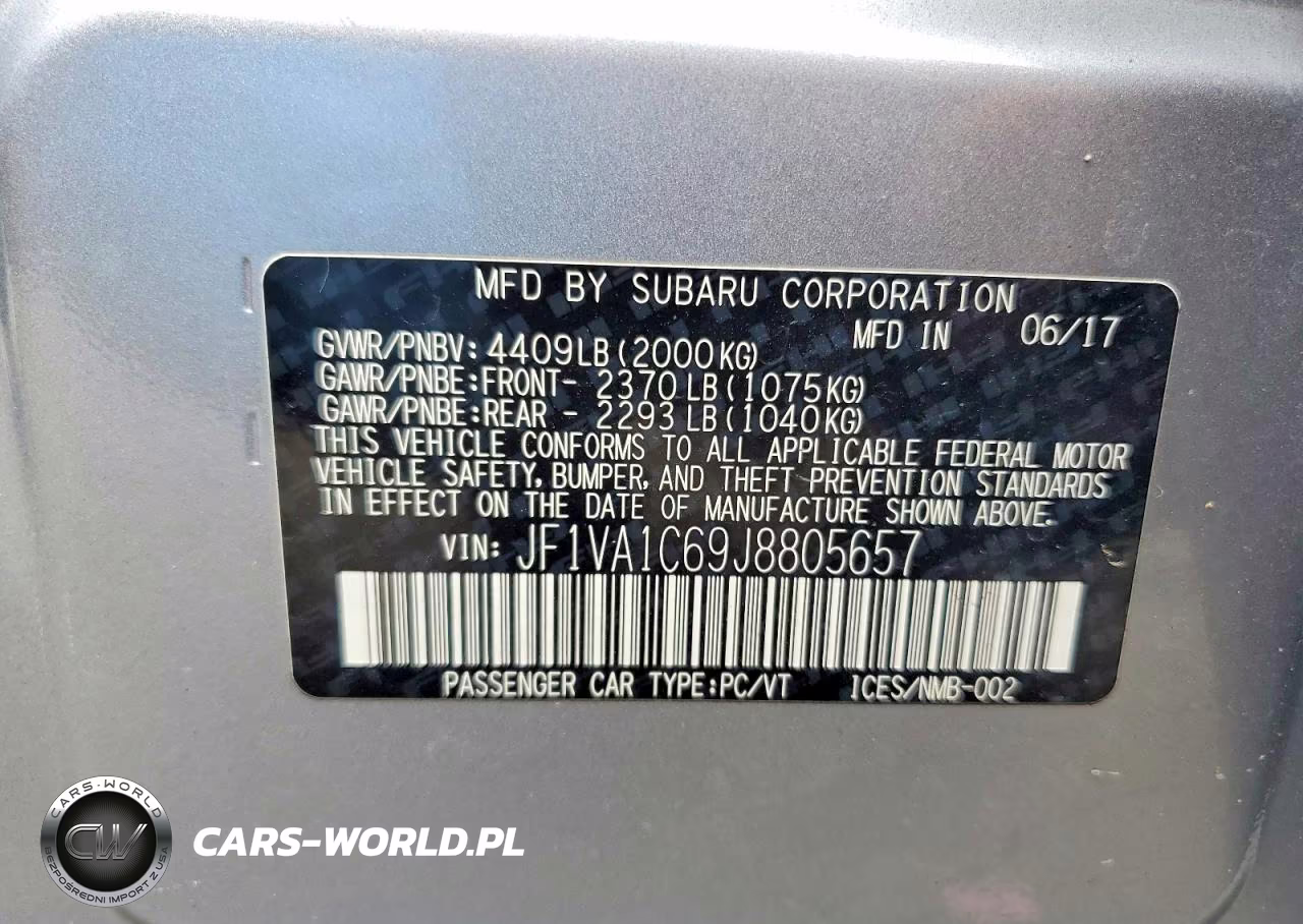 2018 Subaru Wrx Premium VIN:JF1VA1C69J8805657 - 12