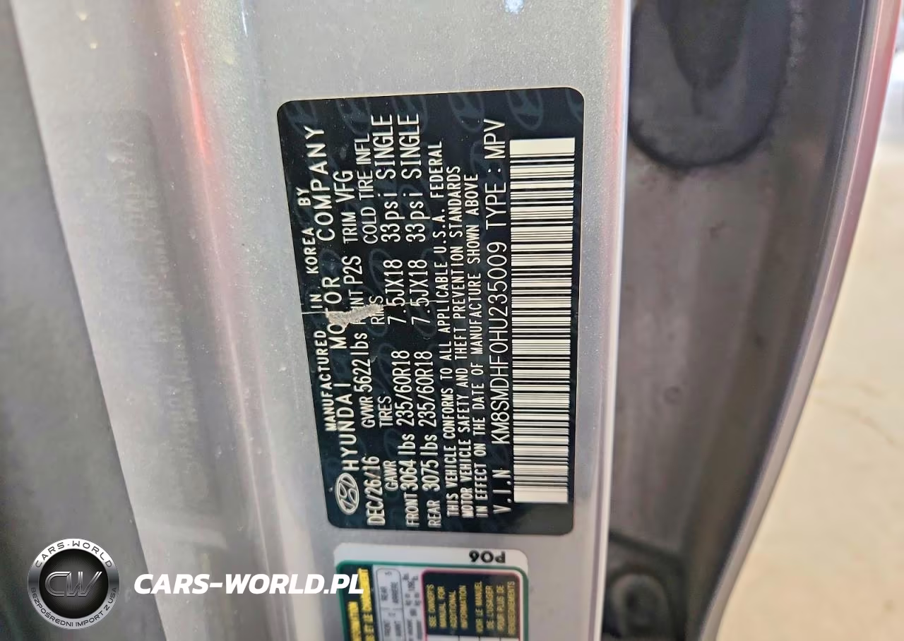 2017 Hyundai Santa Fe Se VIN:KM8SMDHF0HU235009 - 13