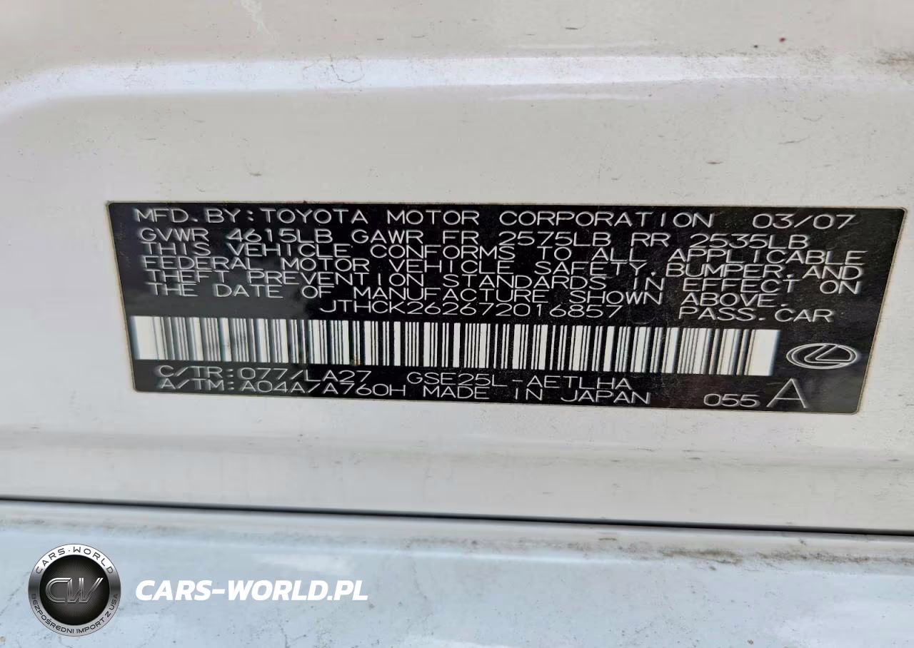 2007 Lexus Is 250 VIN:JTHCK262672016857 - 13