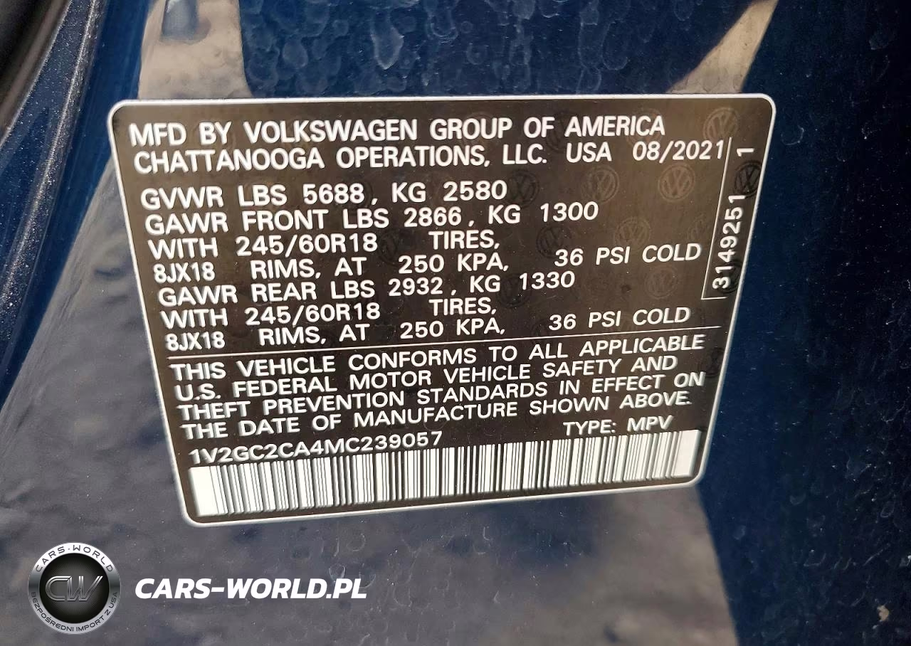 2021 Volkswagen Atlas Cross Sport S VIN:1V2GC2CA4MC239057 - 14