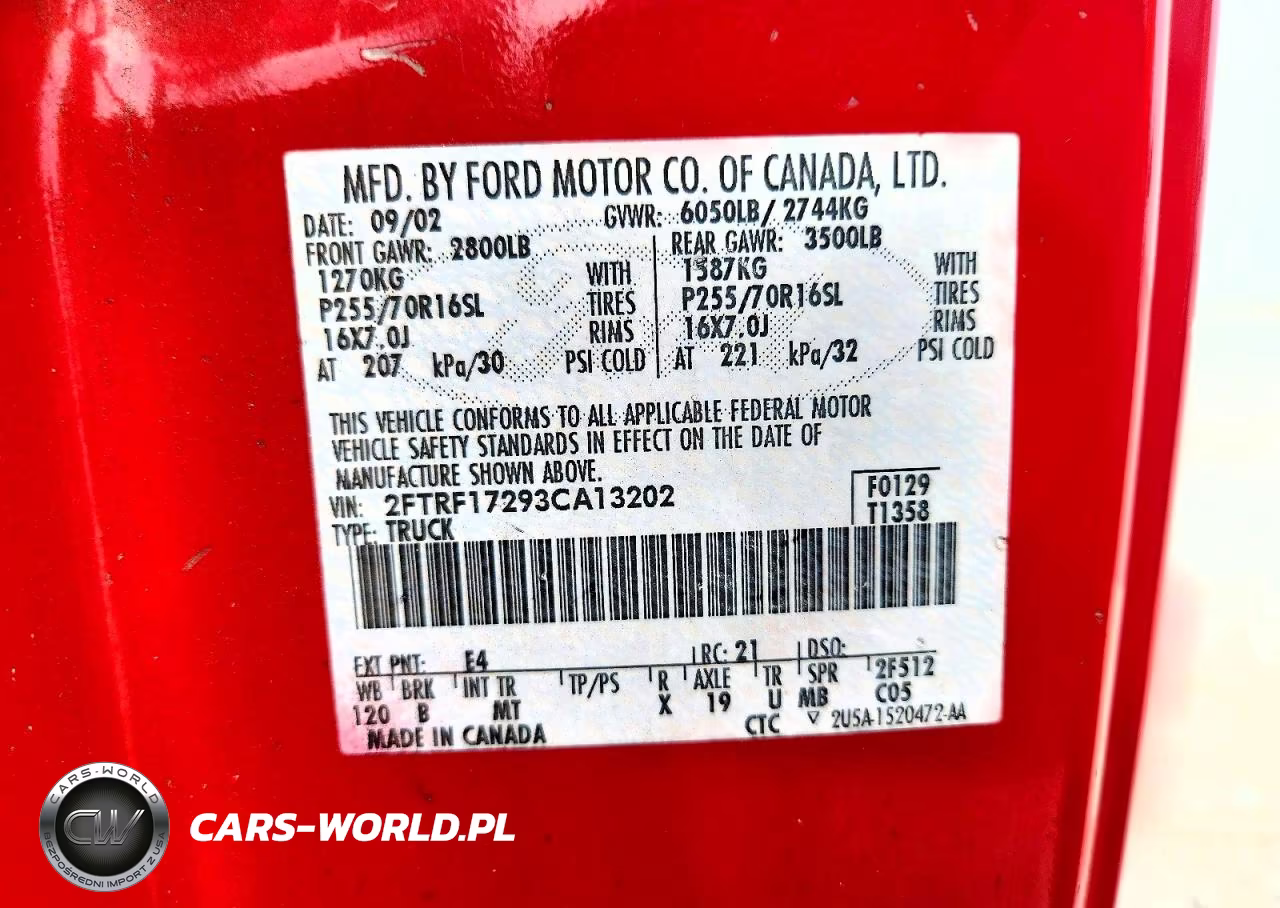 2003 Ford F150 VIN:2FTRF17293CA13202 - 12