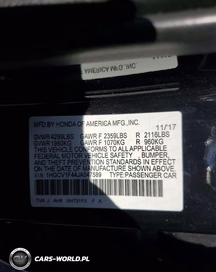 2018 Honda Accord Ex VIN:1HGCV1F44JA047589 - 12