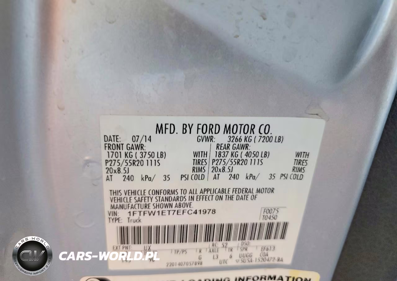 2014 Ford F150 Supercrew VIN:1FTFW1ET7EFC41978 - 12