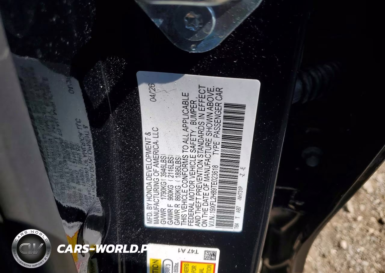 2026 Honda Civic Sport VIN:19XFL2H89TE023618 - 12
