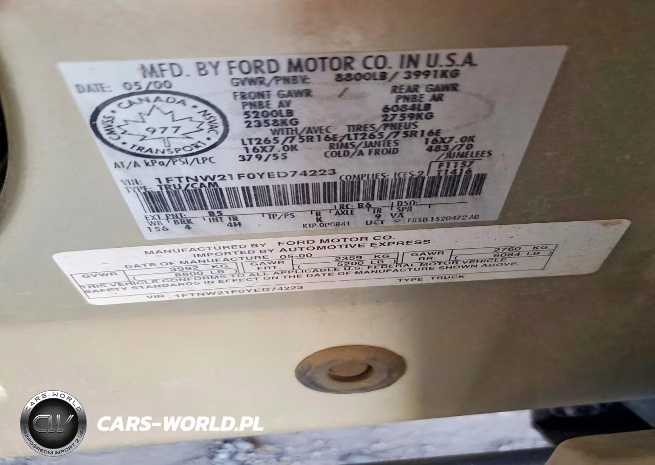 2000 Ford F250 Super Duty VIN:1FTNW21F0YED74223 - 12