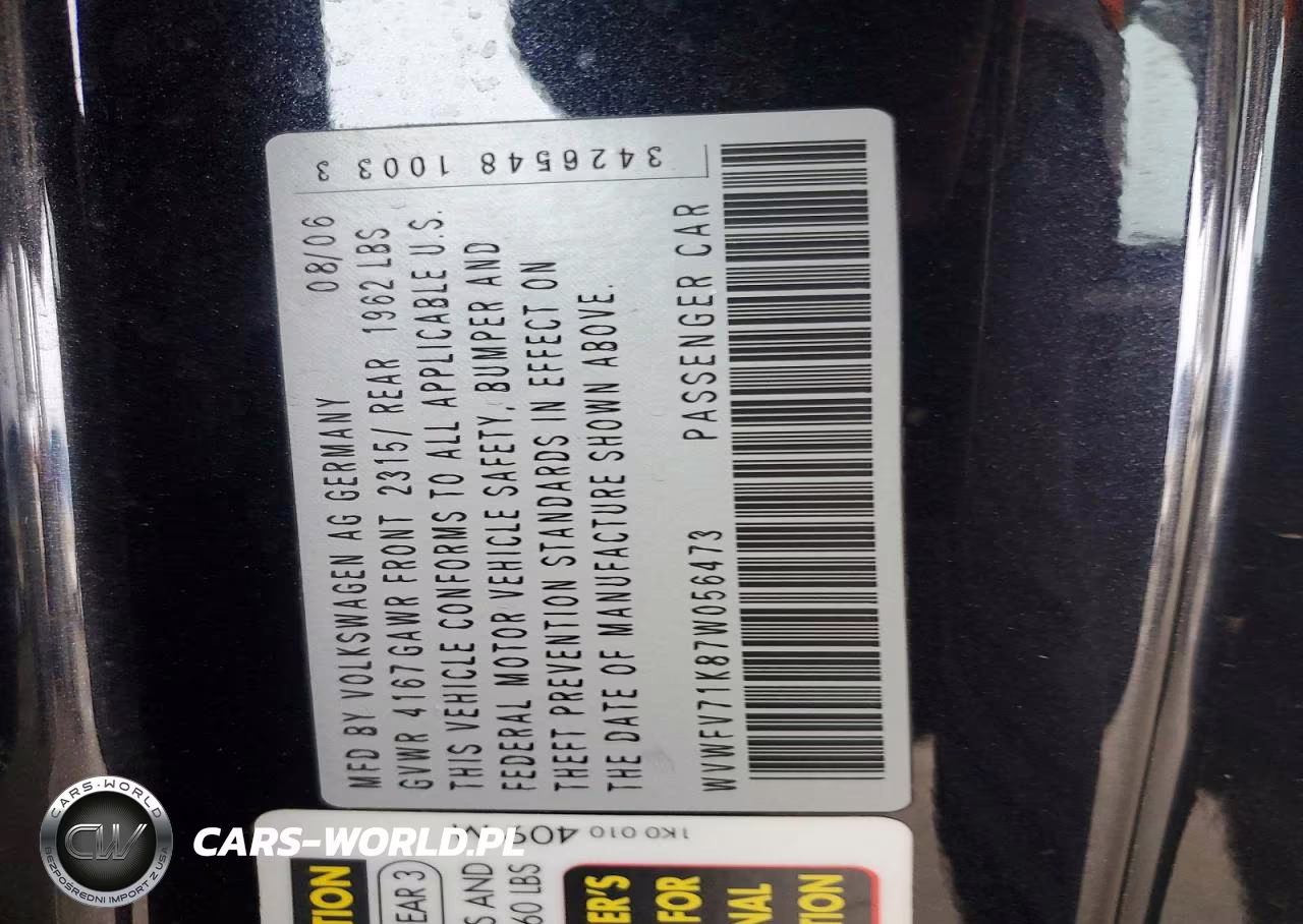 2007 Volkswagen New Gti Fahrenheit VIN:WVWFV71K87W056473 - 12
