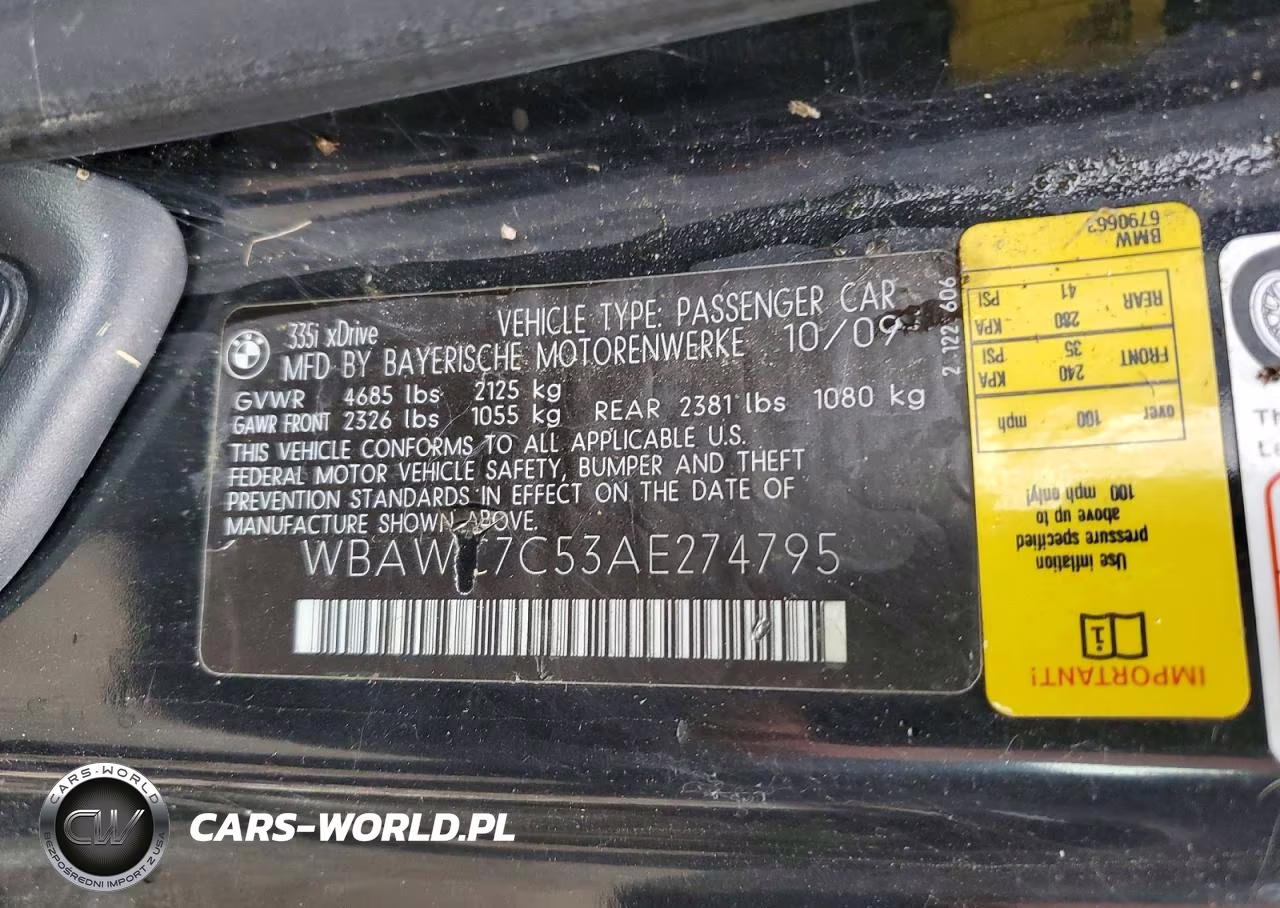 2010 BMW 335 Xi VIN:WBAWC7C53AE274795 - 13