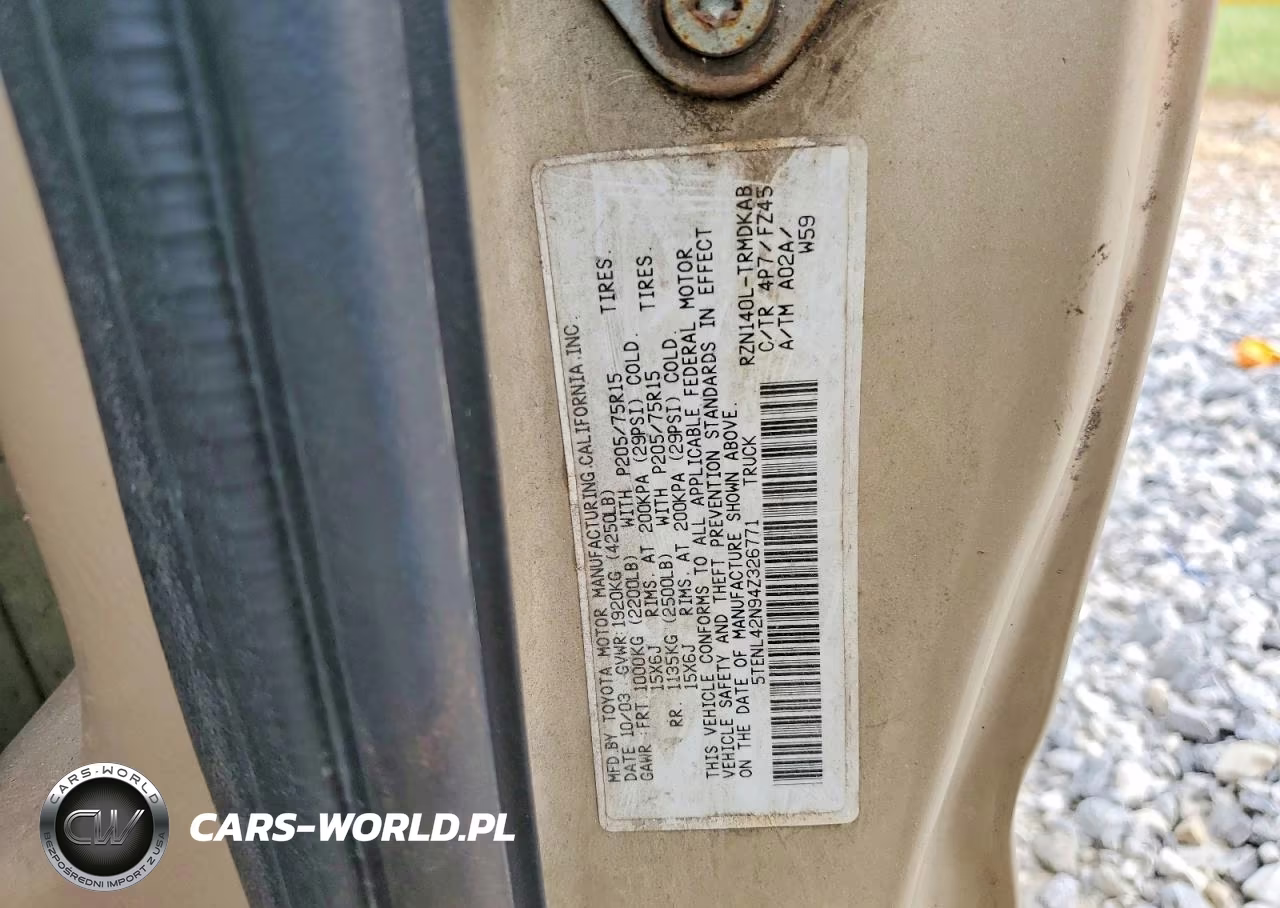 2004 Toyota Tacoma Base VIN:5TENL42N94Z326771 - 12
