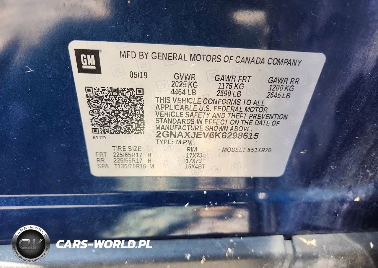 2019 Chevrolet Equinox Lt VIN:2GNAXJEV6K6298615 - 13