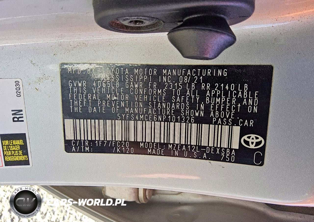 2022 Toyota Corolla Se VIN:5YFS4MCE6NP101326 - 13