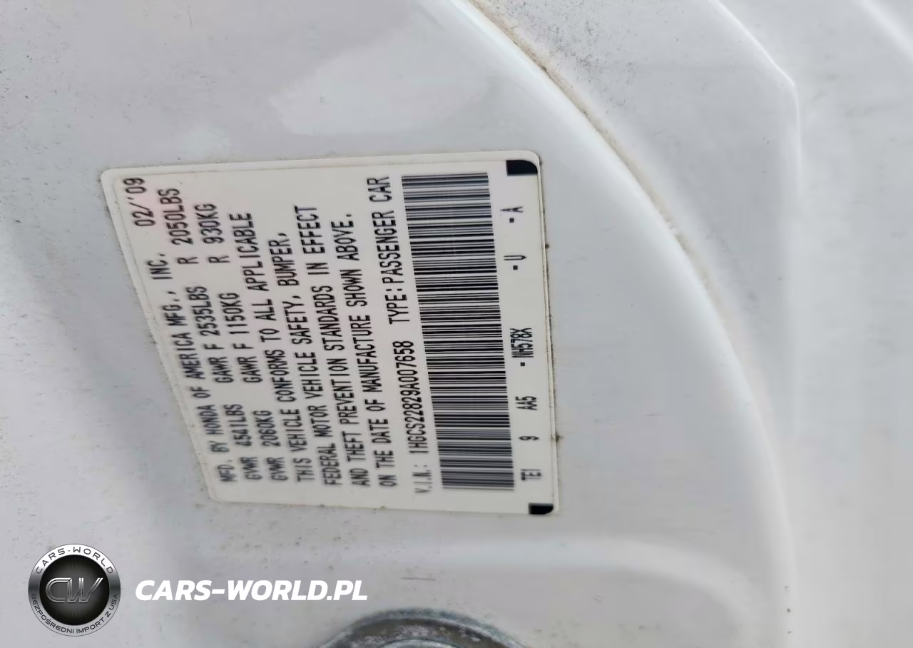 2009 Honda Accord Exl VIN:1HGCS22829A007658 - 12