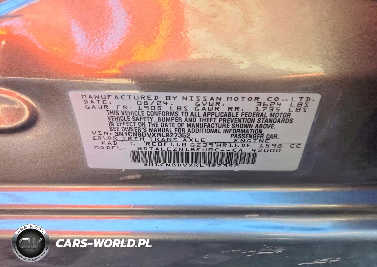 2024 Nissan Versa S VIN:3N1CN8DVXRL927352 - 12