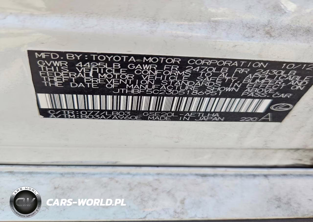 2013 Lexus Is 250 VIN:JTHBF5C23D5186951 - 12