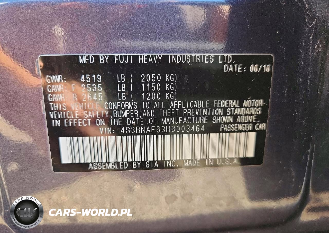 2017 Subaru Legacy 2.5I Premium VIN:4S3BNAF63H3003464 - 13