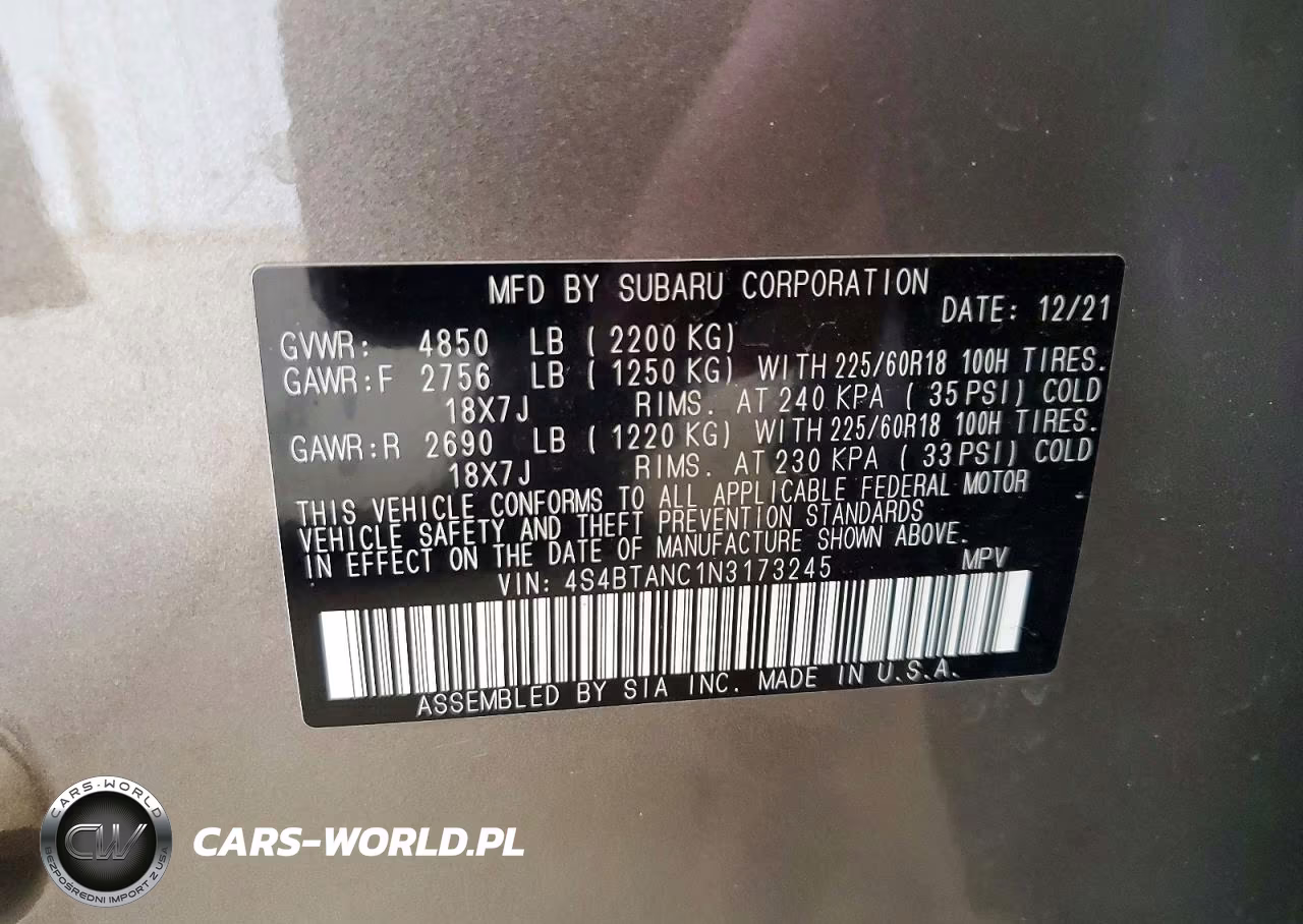 2022 Subaru Outback Limited VIN:4S4BTANC1N3173245 - 14