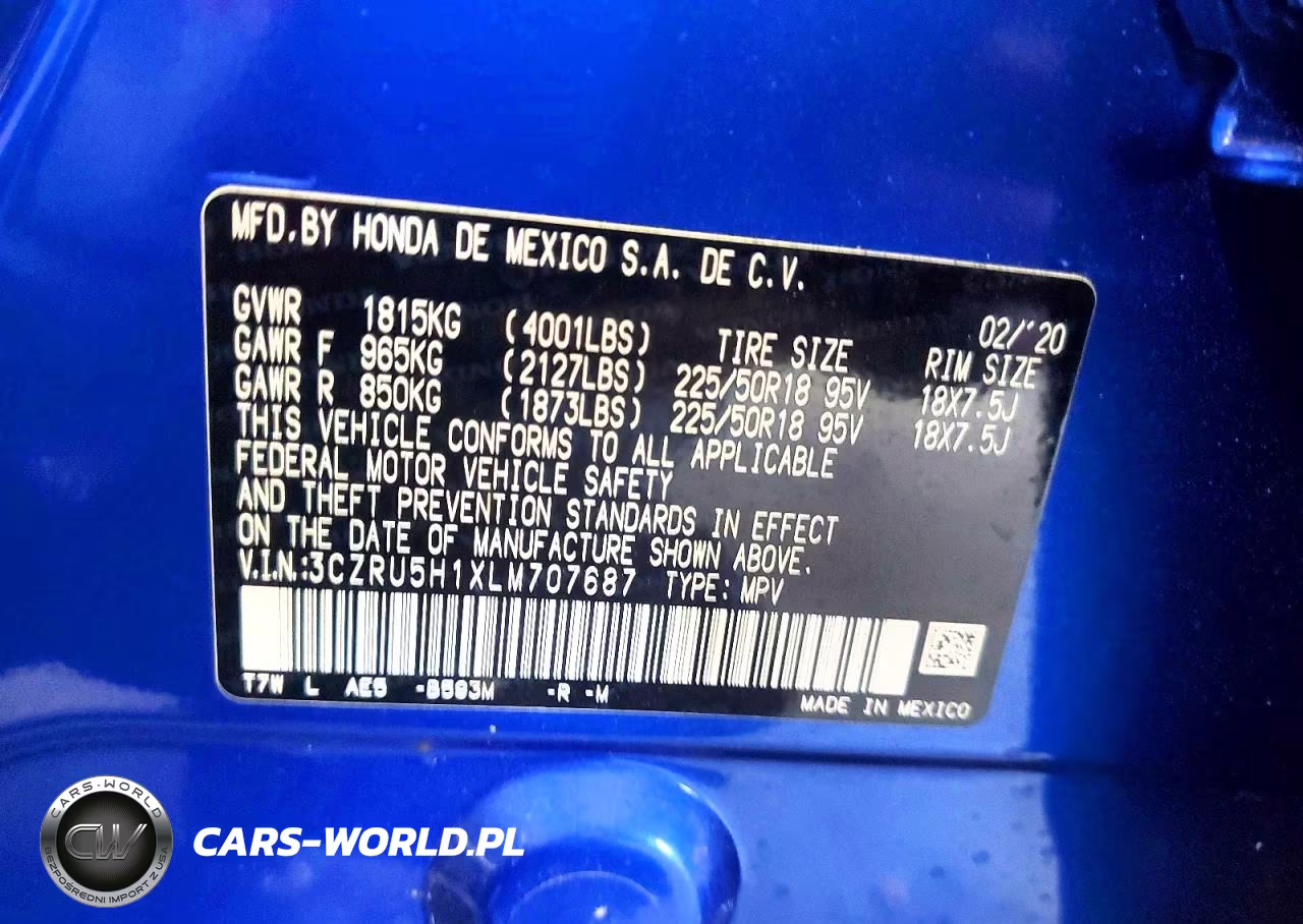 2020 Honda Hr-V Sport VIN:3CZRU5H1XLM707687 - 13