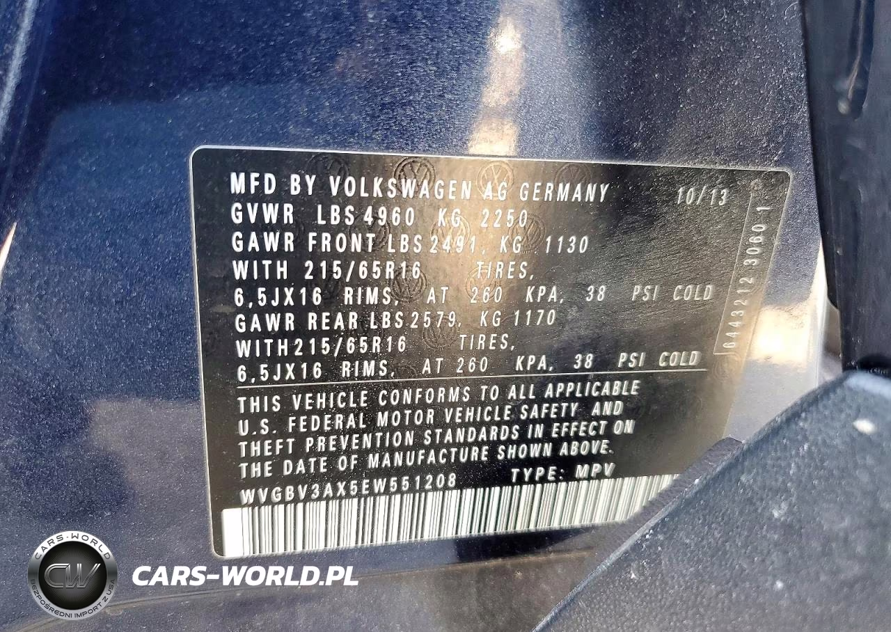 2014 Volkswagen Tiguan S VIN:WVGBV3AX5EW551208 - 13