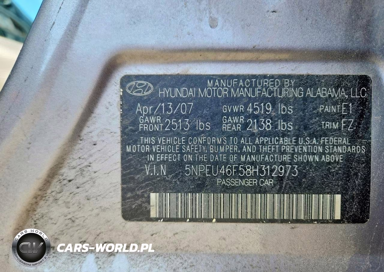 2008 Hyundai Sonata Se V6 VIN:5NPEU46F58H312973 - 12