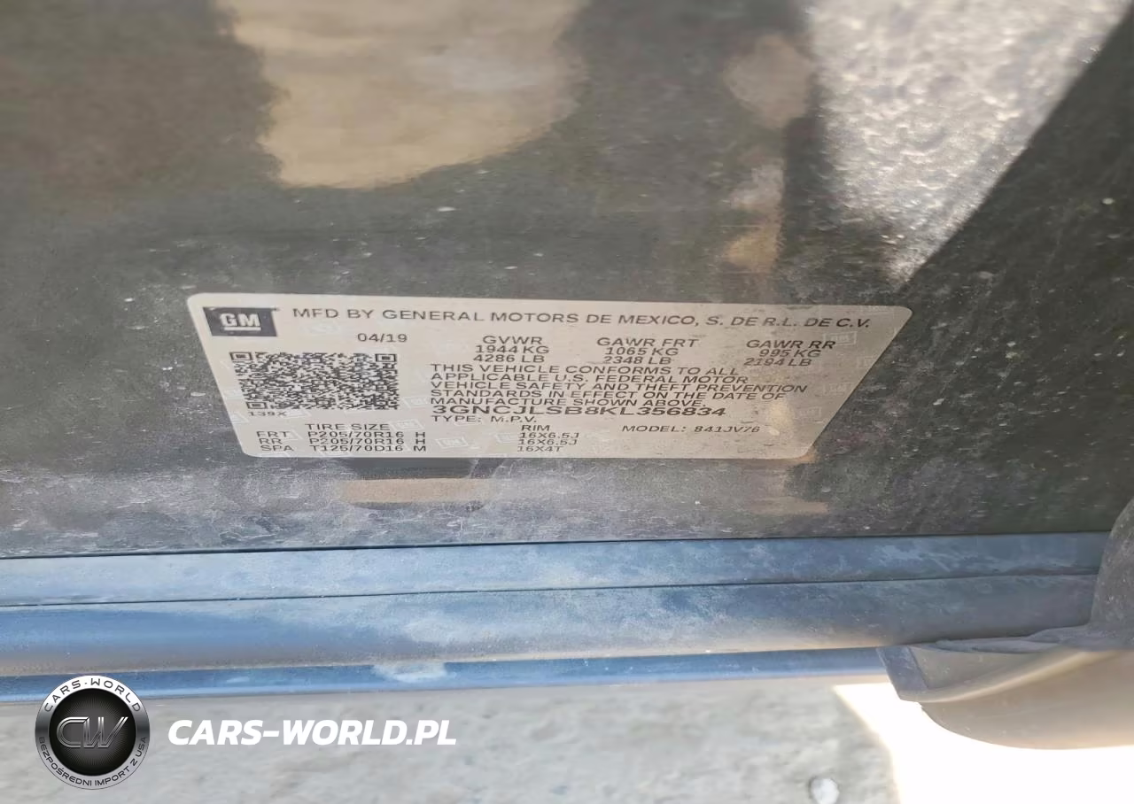 2019 Chevrolet Trax 1Lt VIN:3GNCJLSB8KL356834 - 12