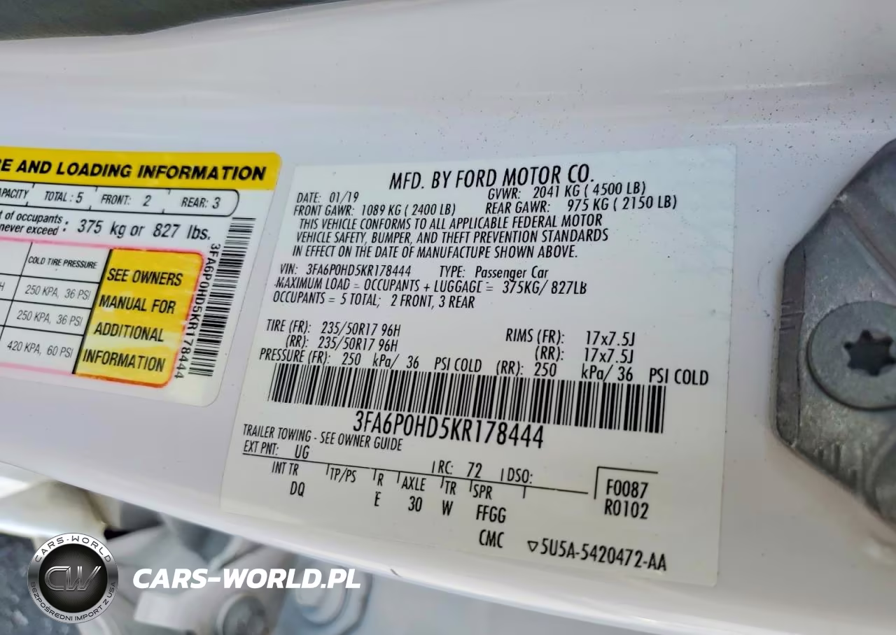 2019 Ford Fusion Se VIN:3FA6P0HD5KR178444 - 12