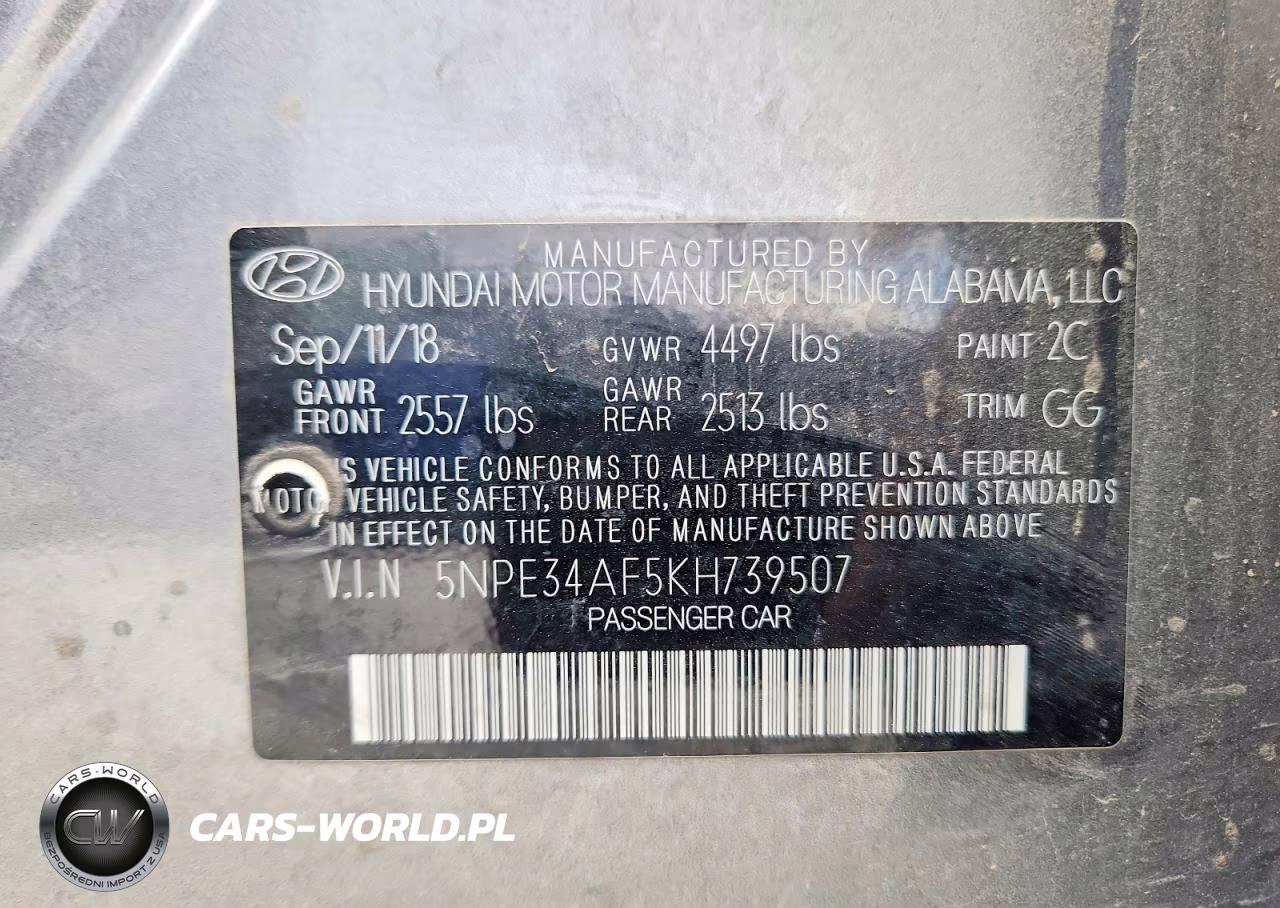 2019 Hyundai Sonata Sel VIN:5NPE34AF5KH739507 - 12