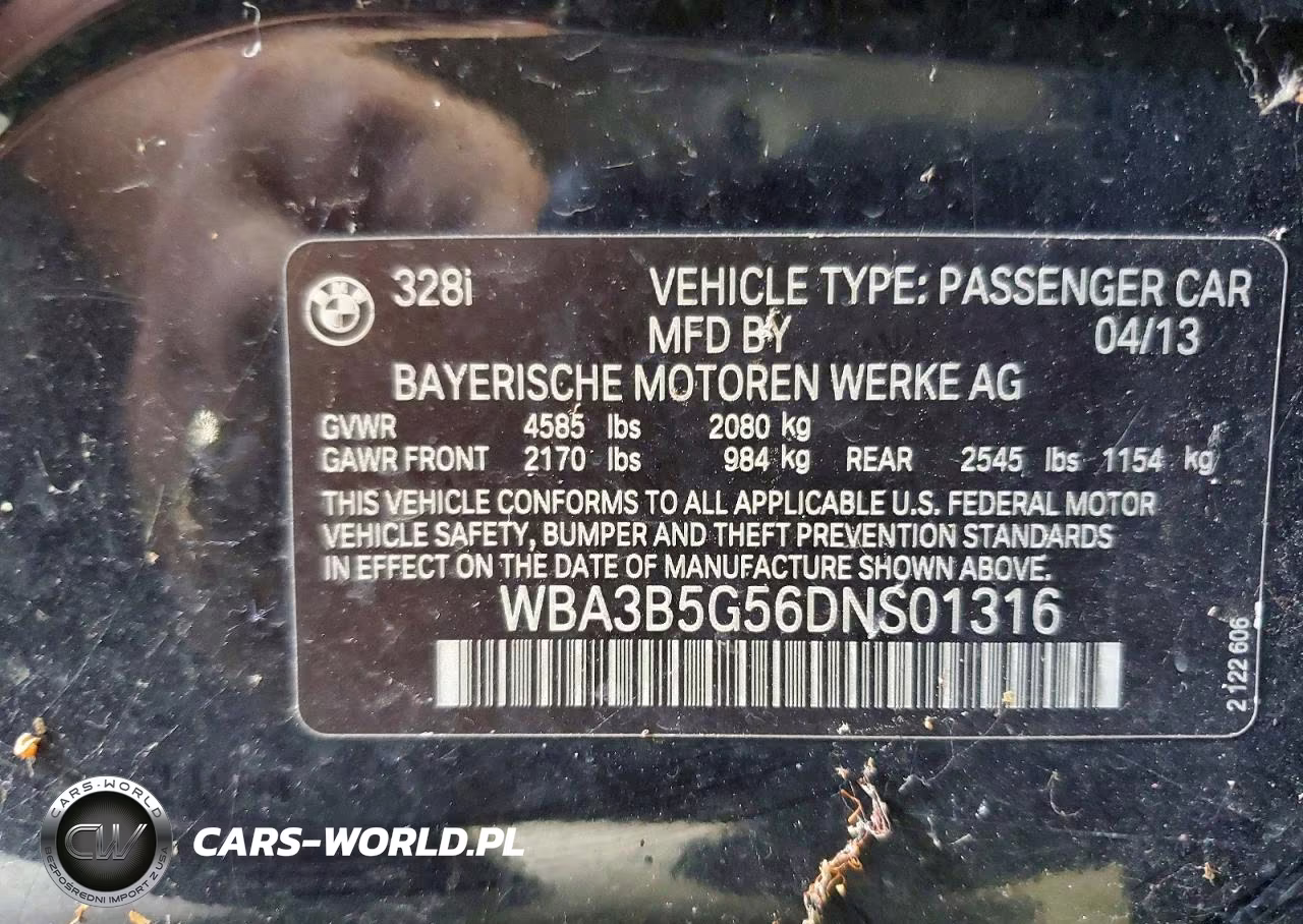 2013 BMW 328 Xi Sulev VIN:WBA3B5G56DNS01316 - 12